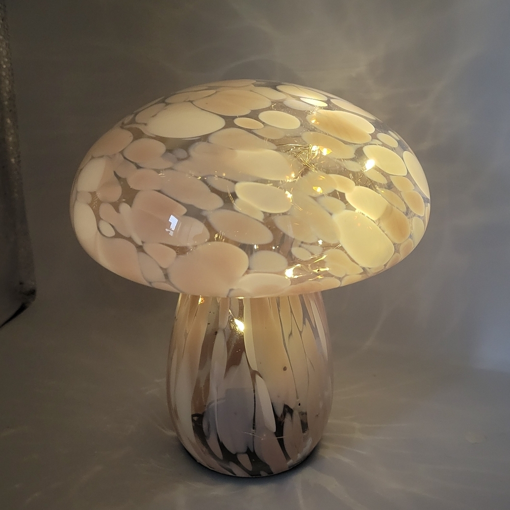 Home Decor Blush Pink & White Confetti Deco Glass Mushroom Lamp Light Up 6 - Picture 15 of 16